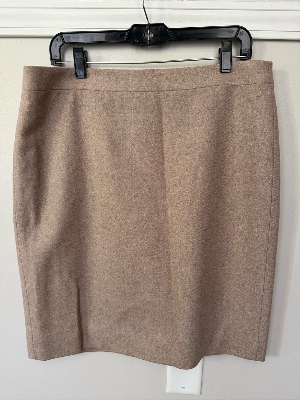 J Crew tan camel wool blend pencil skirt 12